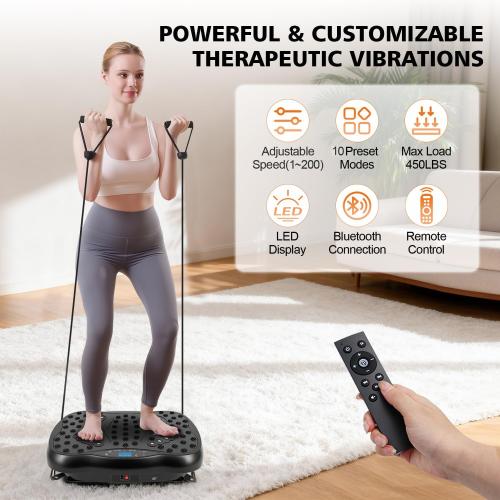 Vibration Plate Exercise Machine, 10 Auto Modes/200-Levels Vibrating Plate for Lymphatic Drainage Weight Loss, 450lbs Capacity Whole Body Shake Plate for Women & Men