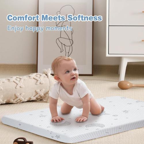 Pack and Play Mattress, 38x26 Pack N Play Mattresses Pad with Breathable Jacquard Cover, Dual-Sided Soft & Firm Memory Foam Baby Mattress for Pack N Play