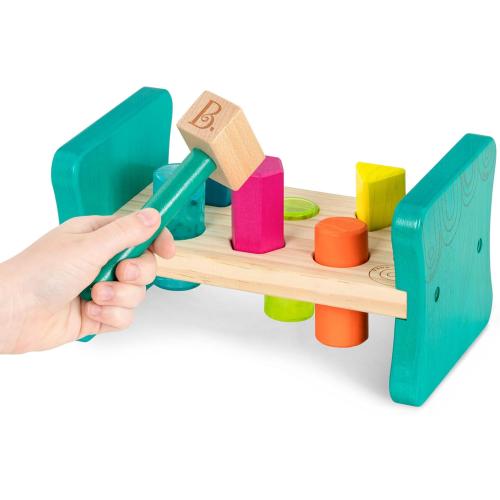 B. toys – Wooden Shape Sorter – Pounding Bench For Shape Sorting – 6 Pegs & Toy Hammer – Classic Toys For Toddlers, Kids – 2  Years – Colorful Pound & Play