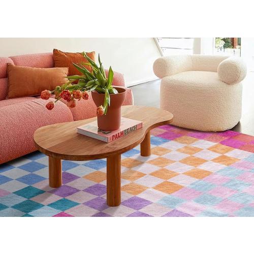 Size 8x10 Color Multicolored Checkerboard Washable Rug 8x10 Ultra Thin Retro Aesthetic Funky Area Rugs Carpet for Living Dining Room Bedroom Kitchen Office Dorm, Colorful Checkered Modern Geometric Carpet