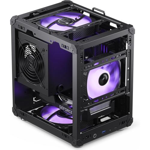 JONSBO C6 Handle Black Mini MATX Mesh Case,Simple Compact Desktop Micro ATX Chassis,Upper Cover/Side Panel Tool-Free Open pc case, ATX Power Bite (L185mm Max.),Support 75mm CPU Cooler,GPU200-255mm