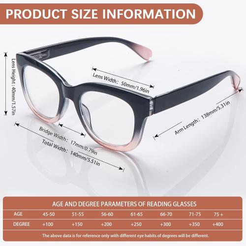 Oprah Style Reading Glasses for Women Blue Light Blocking 6 Pack Computer Readers Fashion Quality Eyeglasses