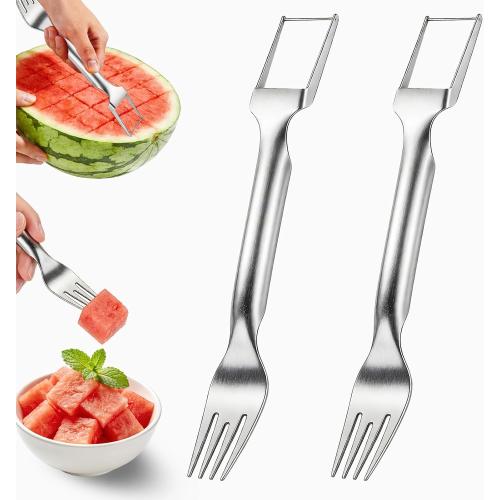 Watermelon Cutter Slicer,2-in-1 Stainless Steel Fruit Fork for Home Kitchen