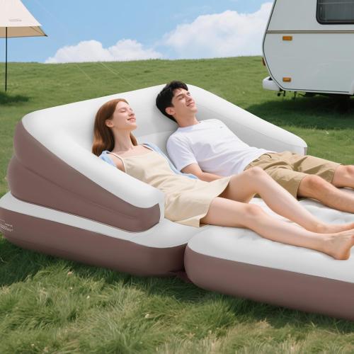 Full Size Air Mattress for Inflatable Portable Blow Up Mattress Sofa Bed with Flocked top-Double Air Couch for Tent Camping()