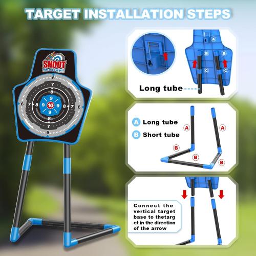 SpringFlower 2 Bow and Arrow Sets with LED Light-up,2 Foam Dart Guns for Kids 5 6 7 8 9 10  Years Old, Archery Set with Standing Target for Boys & Girl, Ideal Gift