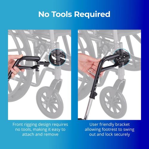 Invacare Wheelchair Legrest with Swing-Away Design, Adjustable Footrest Length and Flip-Up Composite Footplate, Easy-to-Install, Designed for Invacare Wheelchair