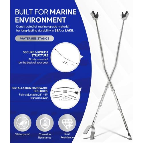 Universal Transom Saver, 3001.1068 Adjustable Heavy-Duty Transom Saver for Outboards Up to 150 HP, Adjustable from 28 to 59