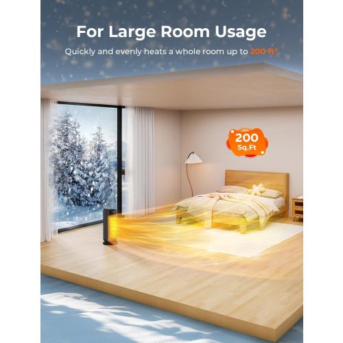 Space Heater, 1500W Space Heaters Efficient Heating with LED Display, 1-24H Timer, ECO, Multiple Protection, 60° Oscillating Portable Heater Quiet Heating for Garage Home Office Indoor Use