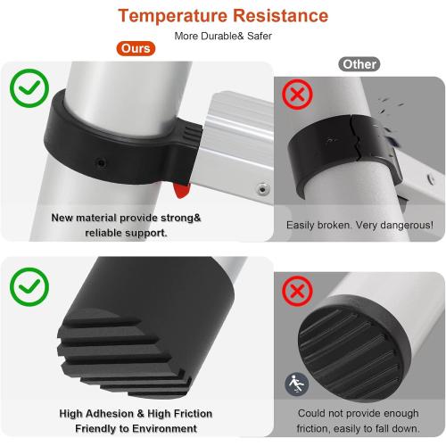 Silver 12.5ft Telescoping Ladder, LUISLADDERS Aluminum Telescopic Extension Ladder One-Button Retraction with Hooks EN131 330lbs Max Capacity, Multi Purpose Collapsible Ladder for RV or Outdoor Work