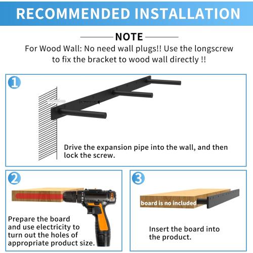34 Inch Heavy Duty Blind Wall Mount Floating Shelf Bracket - Hidden Shelf Bracket with 150 LB Weight Capacity -3/4 Inch Solid Steel Support Rods