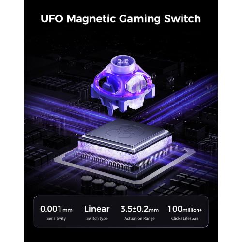 GravaStar Mercury V60 Pro 60% HE Magnetic Gaming Keyboard, True 8kHz Polling Rate, 0.125ms Latency, Dynamic Rapid Trigger, 0.005mm Adjustable Actuation, Full Aluminum Frame