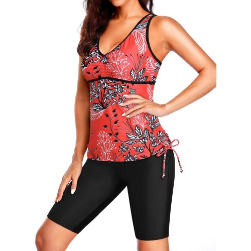 Size 20W Yonique Women Two Piece Tankini Swimsuits with Shorts Athletic Bathing Suit with Swim Shorts Racerback Swimwear