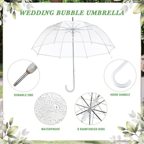 Wedding Favors for Guest Umbrella Gifts Bulk 52 Inch Large Dome Rain Windproof Stick Umbrellas with Thank You Tags and Rope Guest Souvenirs for Wedding Party Bridal Favors