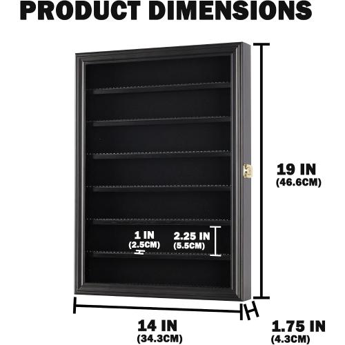 Minifigure Display Case - Building Block Toy Wall Cabinet Showcase for Small Miniature Collectibles Mini Brands Thimbles, Lockable UV Protection Door (Black Finish Frame)