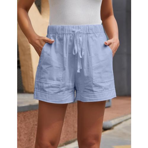Size S.....Womens Comfy Drawstring Casual Elastic Waist Pocketed Loose Fit Shorts Plus Size