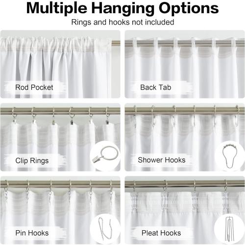 DUALIFE Extra Long Curtains 132 Inch Length- Vertical 11 ft Length Drapes 2 Story Long, High Ceiling Back Tab Loop Pocket Window Curtain for High Living Room,52 x 132 Inch, 2 Panels