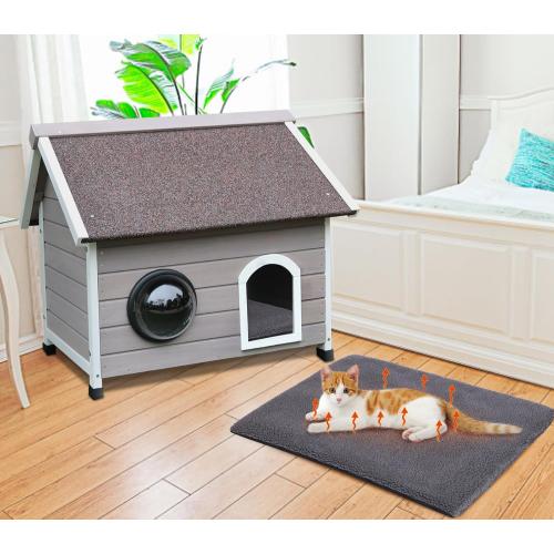 Rockever Outdoor Cat House, Feral Cat House Outdoor Weatherproof with Escape Door and Clear Windows for 2 Cats(with Self Warming Mat)