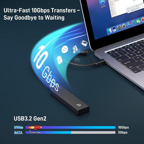 M.2 NVMe SSD Enclosure, Tool-Free Installation, External SSD Reader