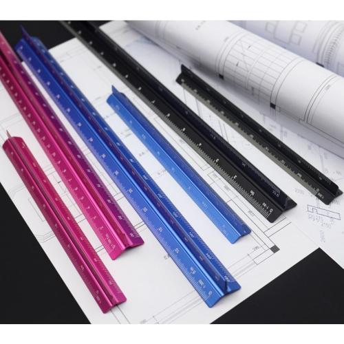 Scale Ruler, Metal Scale Ruler 2 Packs, Aluminium Architectural Scale Rule for Cutting for Architects, Draftsman and Students,Black,30CM