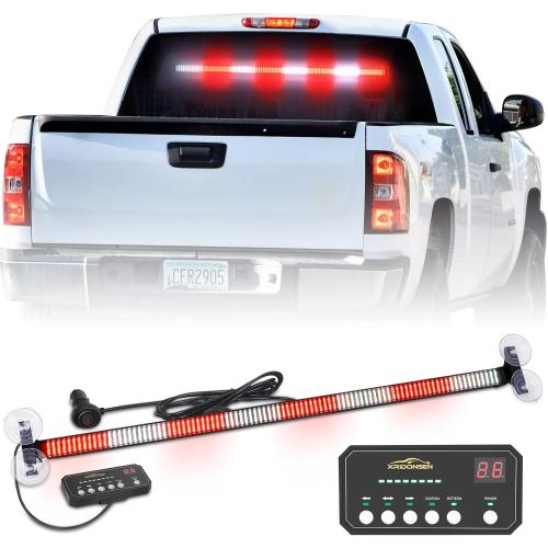 Size 35 XRIDONSEN 35 inch Traffic Advisor Firefighter Light Bar 144 LED Red White Emergency Lights Warning Flashing Safety Interior Windshield strobe lights w/Directional for Volunteer Vehicles Trucks POV