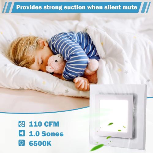 FEITON 110 CFM Bathroom Exhaust Fan with LED Light, 1.0 Sones Ultra Quiet