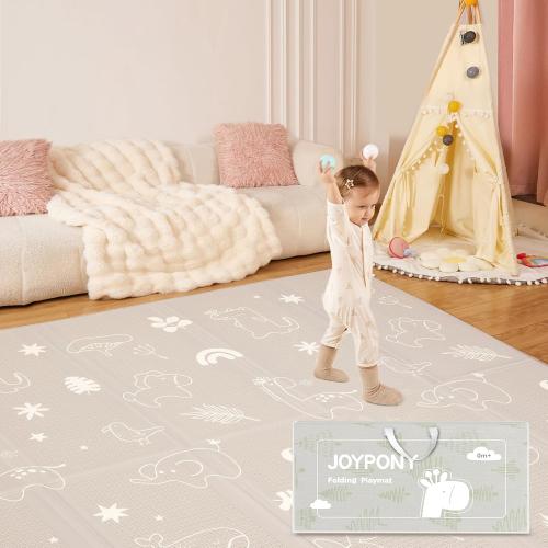 Baby Play Mat Size 79x 71 Inch, Extra Large Foldable Play Mats for Babies and Toddlers, Waterproof & Anti-Slip Portable Baby Floor Mat for Tummy Time, Non Toxic Foam Play Mat for Floor Travel Bag