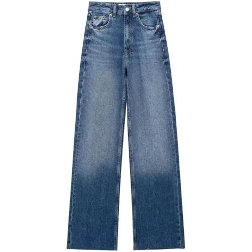 Size 28 AG-ED Denim Women's High Waisted Stretchy Wide Leg Jeans Loose Trendy Denim Pants with Pocket