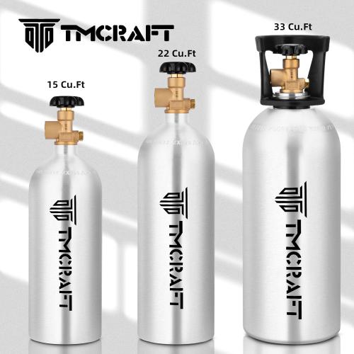 15 Cu.Ft DOT Nitrogen Cylinder, Aluminum Alloy, CGA-580 Valve | High-Strength Aluminum Alloy 6061-T6, Safety Certified with DOT, Brushed Surface with Production Fresh Date (Ships Empty)