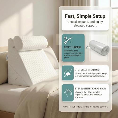 Wedge Pillow Set for After Surgery – Adjustable Headrest - Solid Memory Foam Incline System for Shoulder, Acid Reflux, Post Surgery & Sleep Apnea - Breathable Cover - Home Medical