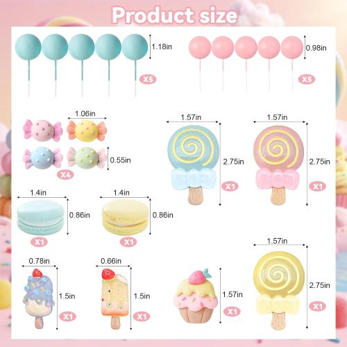 22Pcs Candy Cake Topper Lollipop Cake Decoration for Candy Themed Party