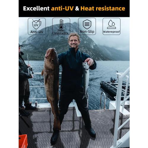 FOCEAN Boat Flooring EVA Foam Boat Decking Marine Mat Non-Slip Self-Adhesive Flooring Sheet for Motorboat Kayak Surfboard Garden Swimming Pools, 94.5''x 47.2'', Dark Grey with Black Lines