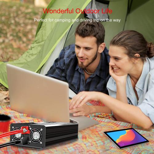 Black Xijia Pure sine Wave Inverter 2000W 48 Volt dc to 120 Volt ac Inverter (Peak Power 4000W) rv Converter 60HZ with Soft Start for car &Camping (DC48V (Range 40V-60V) 2000W)