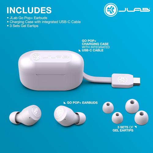 JLab Go Air Pop  True Wireless Earbuds, in Ear Headphones, Bluetooth Earphones, 35H Playtime Ear Buds, Bluetooth Earbuds with Microphone, USB-C Charging Case, Dual Connect, EQ3 Sound, Lilac
