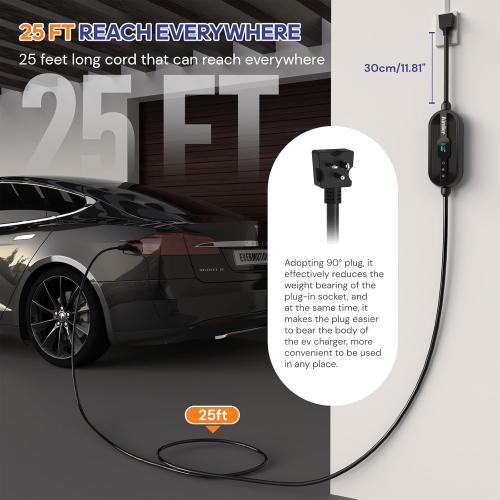 Level 1/2 Tesla Charger(WIFI APP/Plug-play), 16A, 25ft Cable ETL Certified, 240V NEMA 6-20P Plug & 120V 5-15P Adapter, NACS Connector, Portable Electric Car EV Charger for Tesla Models Y/X/3/S