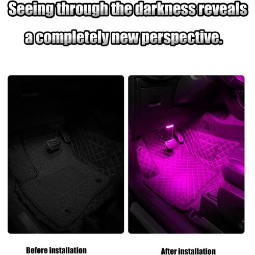 Car LED Lights Interior Wireless, 6 Styles Interior, Portable USB Rechargeable Vehicle Night Light for Car(Ice Blue)