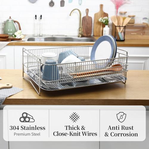 INEX Solid Dish Rack (Stainless Steel, 7.2 H x 19.8 W x 14.7 D)