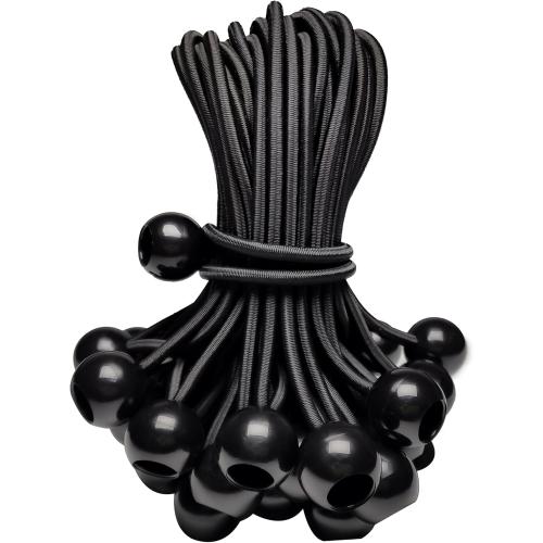Heavy Duty Bungee Cords with Balls, 6 Inch Elastic Tie Down Straps for Outdoor Use, Ideal for Camping, Travel, Luggage, and More – 50 Pack, Black