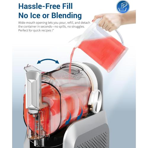 Slushie Machine, No Ice Needed, 64 oz Slushie Machine for Home with Dust Cover, Professional Frozen Drink Maker, 7 Preset Programs Rinse, Frozen Margaritas, Frappés, Milkshake, and More