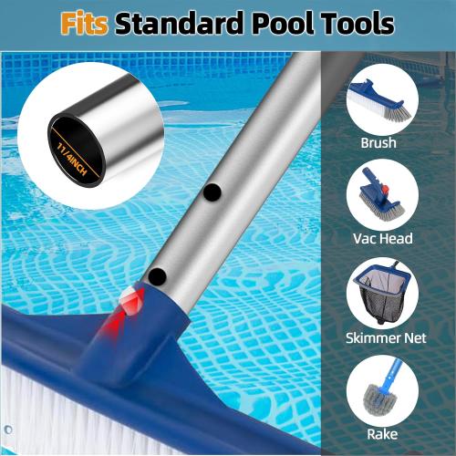 Pool Pole, Professional 12 FT Thicken Pool Pole Telescopic, Pool Cleaning Pole, Adjustable 3 Piece Telescopic Pole, Swimming Pool Cleaning Pole, Strong Lock & Grip
