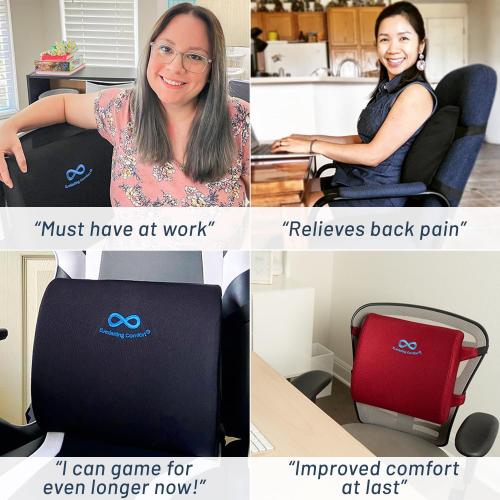 Everlasting Comfort Lumbar Support Pillow for Car Seat - Memory Foam Back Cushion for Car, Chair, Couch - Lumbar Pillow Promotes Better Posture, Back Pain Relief - Ideal for Gaming and Desk Chairs