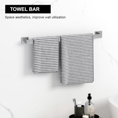 20-Pieces Brushed Nickel Bathroom Accessories Set, 23.6 Inch Bath Towel Bar Set, Stainless Steel Bathroom Hardware Set, Towel Racks for Bathroom Wall Mounted.