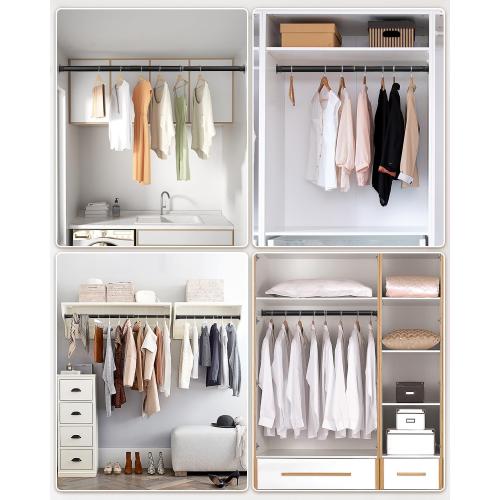 FIRJOY Closet Rods for Hanging Clothes - Heavy Duty, Length Adjustable (Black, 66.5 - 76)