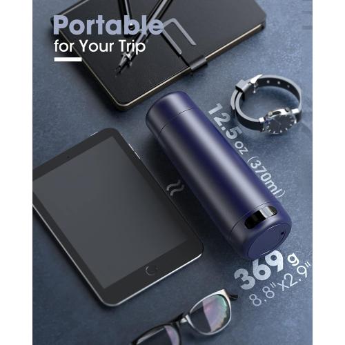 Travel Kettle, Dual Voltage Portable Electric Kettle 110V-220V-240V Smart Small Water Boiler for Tea & Coffee, 316 Stainless Steel, 6 Temperature Control and LCD Display, for Global Use (370ML)