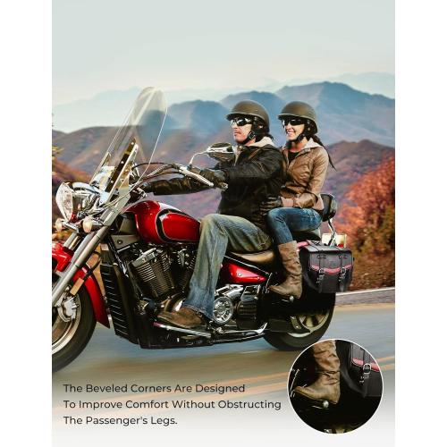 KEMIMOTO Motorcycle Saddle Bags PU Leather Saddlebags Waterproof with Cup Holder 18L Capacity Compatible with Softail Dyna Road King Universal