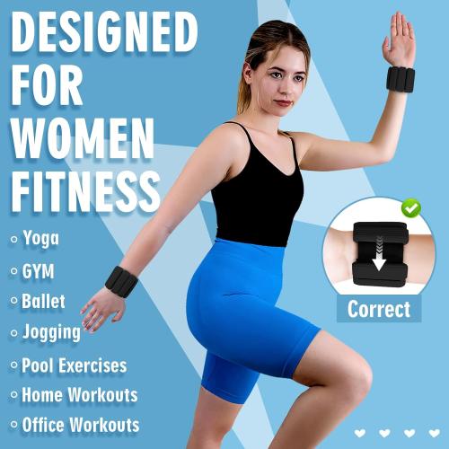 Wrist Weights Set of 2(1Lbs Each), Wearable Wrist Ankle Weights for Women & Men, Adjustable Arm & Leg Weights for Walking, Yoga, Swimming, Gym