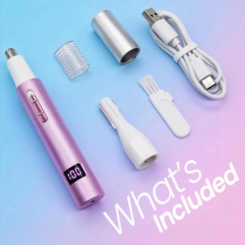 Yunmiss LED Display Eyebrow & Nose Hair Trimmer Clipper for Men Women,2026 Rechargeable 2 in 1 Painless Ear & Facial Hair Trimmer with Powerful Motor and Dual-Edge Blades Easy Cleansing (Purple)