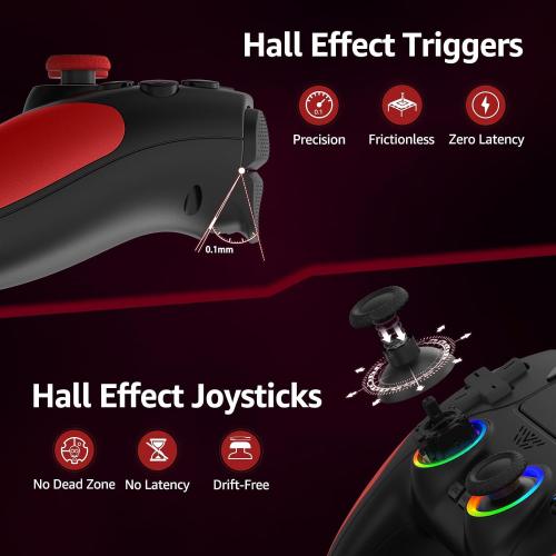 Kamylorus Wireless Controller for PS-5/PC, Gaming Controller for PC with Hall Effect, Programmable/Remap/Turbo, 3.5Mm Audio Jack, Dual Vibration, 6-Axis Motion Control Gamepad with Speaker