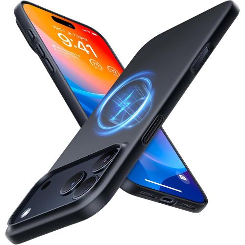 TORRAS Magnetic Slim Fit for  Case 6.3 inch, Ultra-Thin, Compatible with MagSafe, Lightweight Matte Anti-Scratch Hard PC Cover, OriginFit, Black