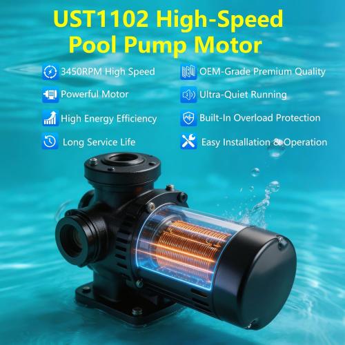 UST1102 Pool Pump Motor 1 HP Swimming Pool Pump Motor 115/230V 3450 RPM | Replaces for Hayward Super Pump MaxFlo, Super II, Northstar & ja-cuzzi Magnum Pumps SP2607X10, 56J Frame C-Face Round Flange