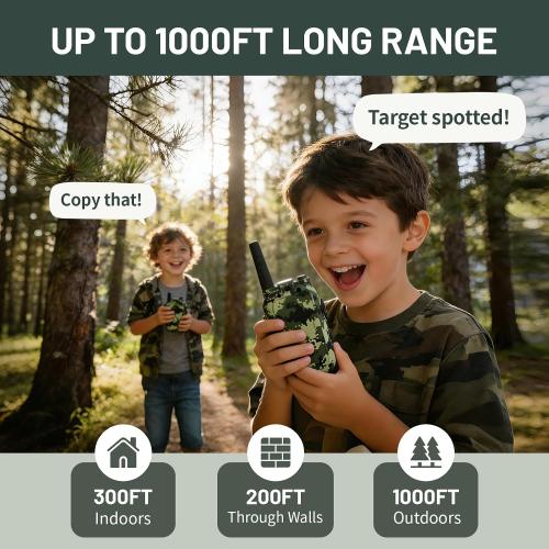 Walkie Talkie for Kids with Video: 2 Pack Rechargeable Toddler Toys with HD Camera & Voice Changer, Long Range Gift Toys for Boy & Girl Age 3-8 for Outdoor Play, Camping, 500m Range